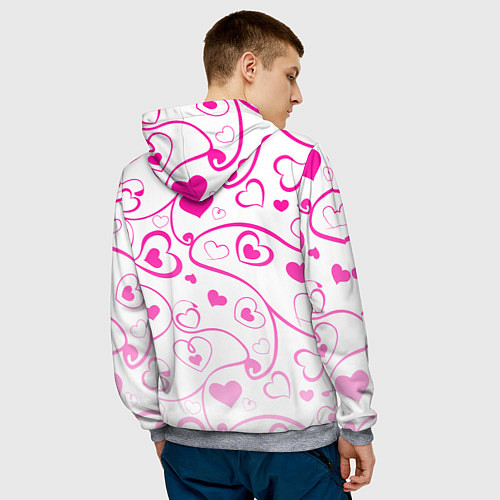 Мужская толстовка Узорные сердца / 3D-Меланж – фото 4