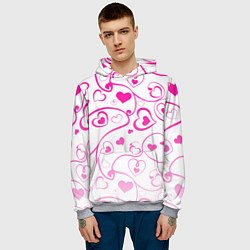 Толстовка-худи мужская Узорные сердца, цвет: 3D-меланж — фото 2