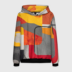 Толстовка-худи мужская Абстракция с желтым и оранжевым, цвет: 3D-черный