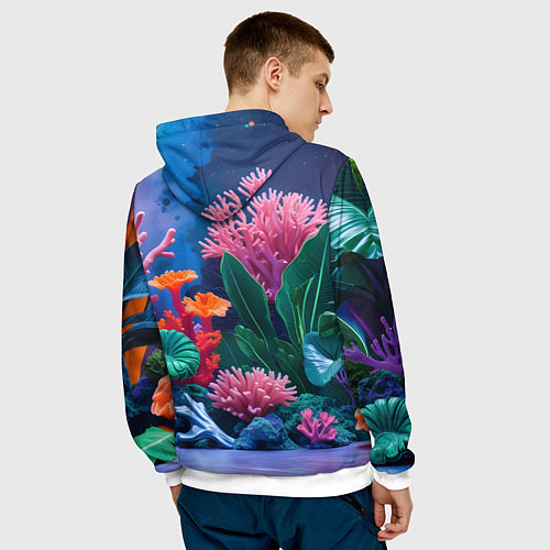 Мужская толстовка Подводные кораллы / 3D-Белый – фото 4