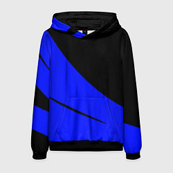 Мужская толстовка Чёрный с синим двуцветный с полосой