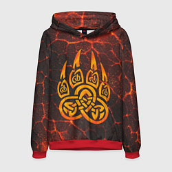 Мужская толстовка Символ волчья лапа в огненной стихии