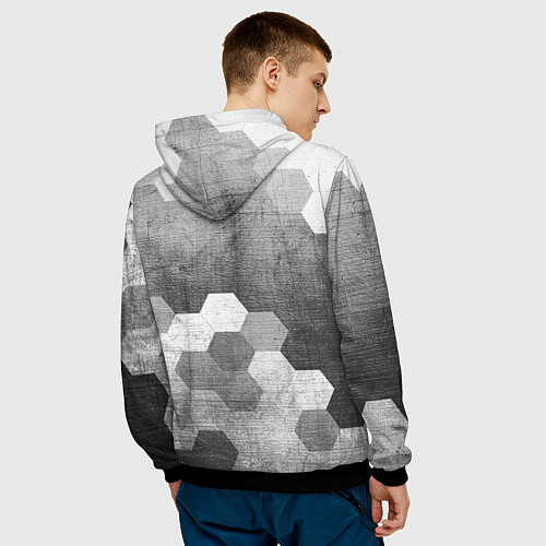 Мужская толстовка Porsche - grey gradient посередине / 3D-Черный – фото 4