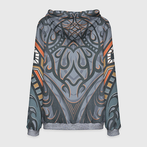 Мужская толстовка Орнаментальный волк с узорами стилизованный / 3D-Меланж – фото 2