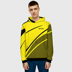 Толстовка-худи мужская Sport жёлтый с чёрным точечный, цвет: 3D-черный — фото 2