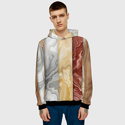 Толстовка-худи мужская Мрамор и дерево, цвет: 3D-черный — фото 2