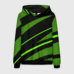 Мужская толстовка Чёрно-зелёный абстрактные полосы