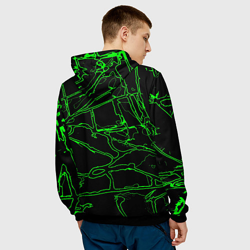 Мужская толстовка Зелёная графическая абстракция / 3D-Черный – фото 4