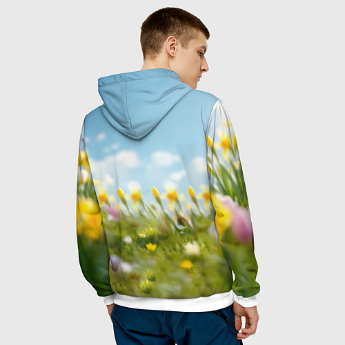 Мужская толстовка Кролик и цыпленок встречают Пасху / 3D-Белый – фото 4