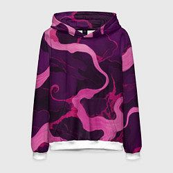 Толстовка-худи мужская Узоры фиолетового и розового цвета, цвет: 3D-белый