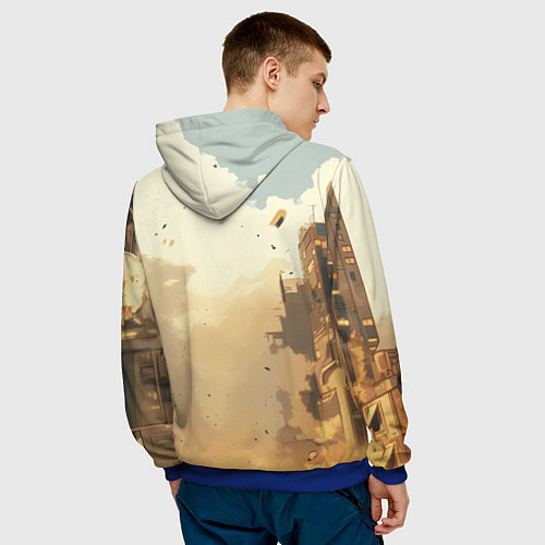 Мужская толстовка Бэтмен и разрушенный город / 3D-Синий – фото 4