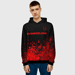 Толстовка-худи мужская Evangelion - red gradient посередине, цвет: 3D-черный — фото 2