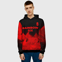 Толстовка-худи мужская Rainbow Six - red gradient посередине, цвет: 3D-черный — фото 2