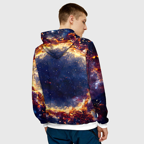 Мужская толстовка Кошка шиншилла в космосе / 3D-Белый – фото 4