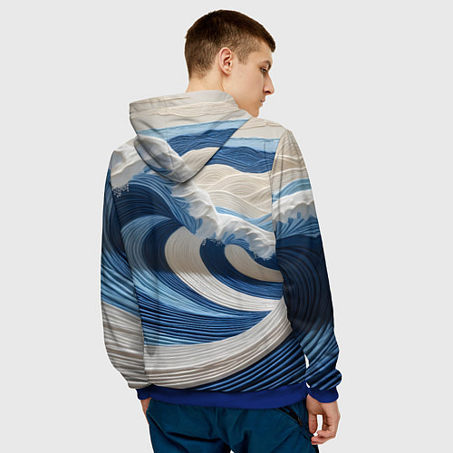 Мужская толстовка Волна из нитей / 3D-Синий – фото 4