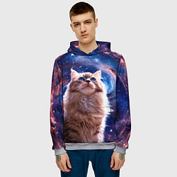 Толстовка-худи мужская Невская маскарадная кошка в космосе, цвет: 3D-меланж — фото 2