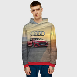 Толстовка-худи мужская Audi RS 7 на закате солнца, цвет: 3D-красный — фото 2