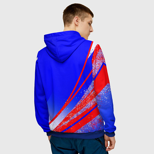 Мужская толстовка Герб России на фоне цветов флага государства / 3D-Синий – фото 4