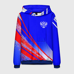 Мужская толстовка Герб России на фоне цветов флага государства