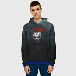 Толстовка-худи мужская Джокер в черном фоне, цвет: 3D-синий — фото 2