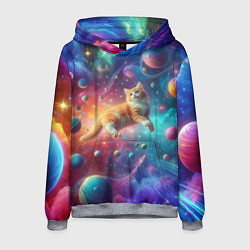 Мужская толстовка Рыжий космический котёнок - неоновое свечение
