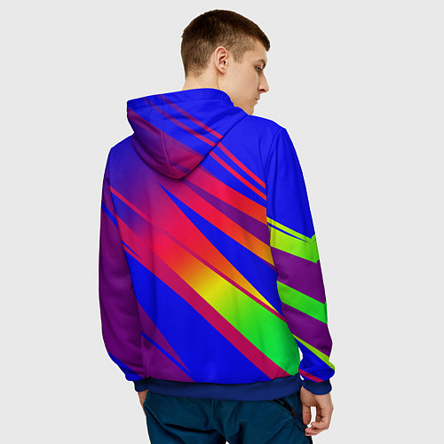 Мужская толстовка Красно-синий с полосами градиент / 3D-Синий – фото 4