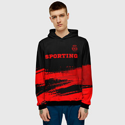 Толстовка-худи мужская Sporting - red gradient посередине, цвет: 3D-черный — фото 2