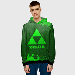 Толстовка-худи мужская Zelda - green gradient, цвет: 3D-черный — фото 2