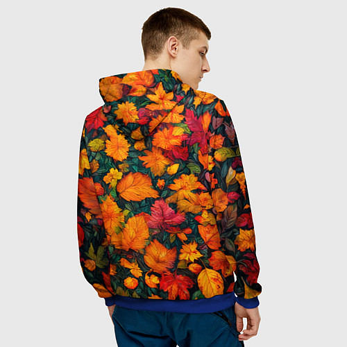 Мужская толстовка Лисенок в осенних листьях / 3D-Синий – фото 4