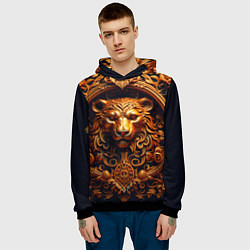 Толстовка-худи мужская Лев узор, цвет: 3D-черный — фото 2