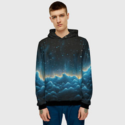 Толстовка-худи мужская Облака и черное небо текстура, цвет: 3D-черный — фото 2
