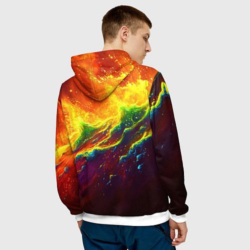 Мужская толстовка Абстрактные волны с огнем / 3D-Белый – фото 4