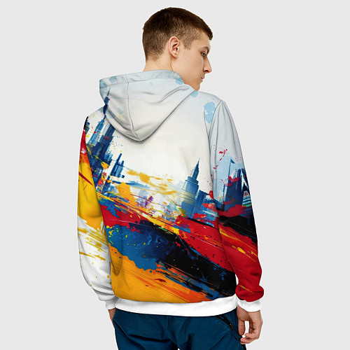 Мужская толстовка Человек - паук и пролитая краска / 3D-Белый – фото 4