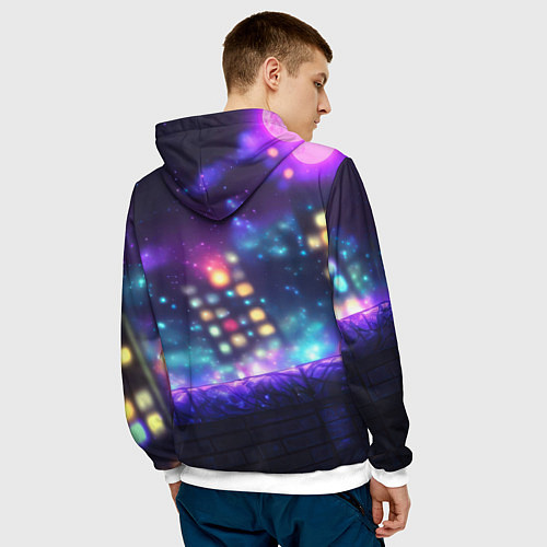 Мужская толстовка Человек-паук неоновый свет / 3D-Белый – фото 4