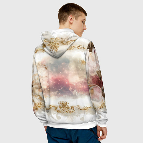 Мужская толстовка Человек - паук розы и узоры / 3D-Белый – фото 4