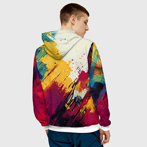 Мужская толстовка Человек паук висит на паутине / 3D-Белый – фото 4