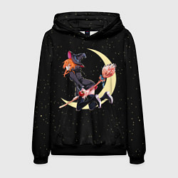 Мужская толстовка Ведьма с яблоком летит на метле