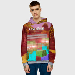 Толстовка-худи мужская Try again - Minecraft, цвет: 3D-меланж — фото 2
