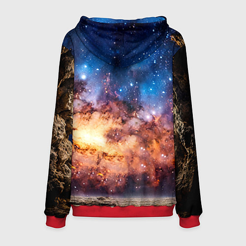 Мужская толстовка Ризеншнауцер в космосе / 3D-Красный – фото 2