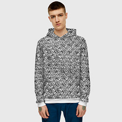 Толстовка-худи мужская Чёрно-белый текстурный, цвет: 3D-белый — фото 2