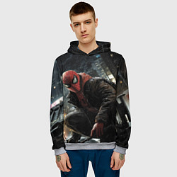 Толстовка-худи мужская Человек-паук и поздняя ночь, цвет: 3D-меланж — фото 2