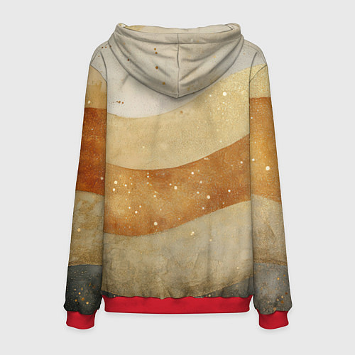Мужская толстовка Бежево-золотые полосы с блестками / 3D-Красный – фото 2