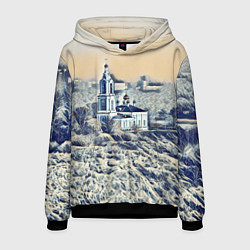 Мужская толстовка Храм на фоне современного города