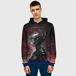 Толстовка-худи мужская Футуристичная кибернетическая жница, цвет: 3D-синий — фото 2