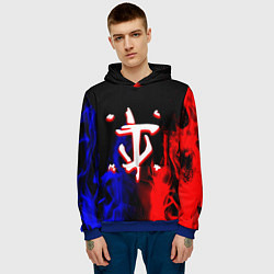 Толстовка-худи мужская Doom flame neon, цвет: 3D-синий — фото 2