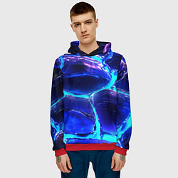 Толстовка-худи мужская Объемные плиты в неоновом свечение, цвет: 3D-красный — фото 2