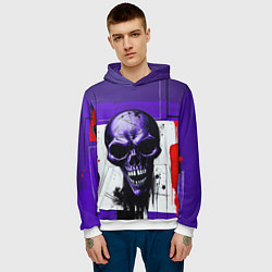 Толстовка-худи мужская Пурпурный зловещий череп, цвет: 3D-белый — фото 2