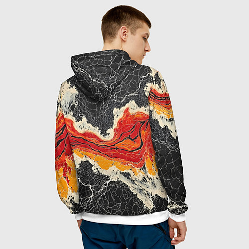 Мужская толстовка Красно-черная потертая текстура / 3D-Белый – фото 4