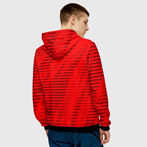 Мужская толстовка Красный полосатый / 3D-Черный – фото 4