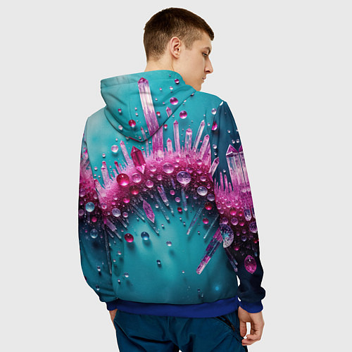 Мужская толстовка Розовые кристаллы / 3D-Синий – фото 4